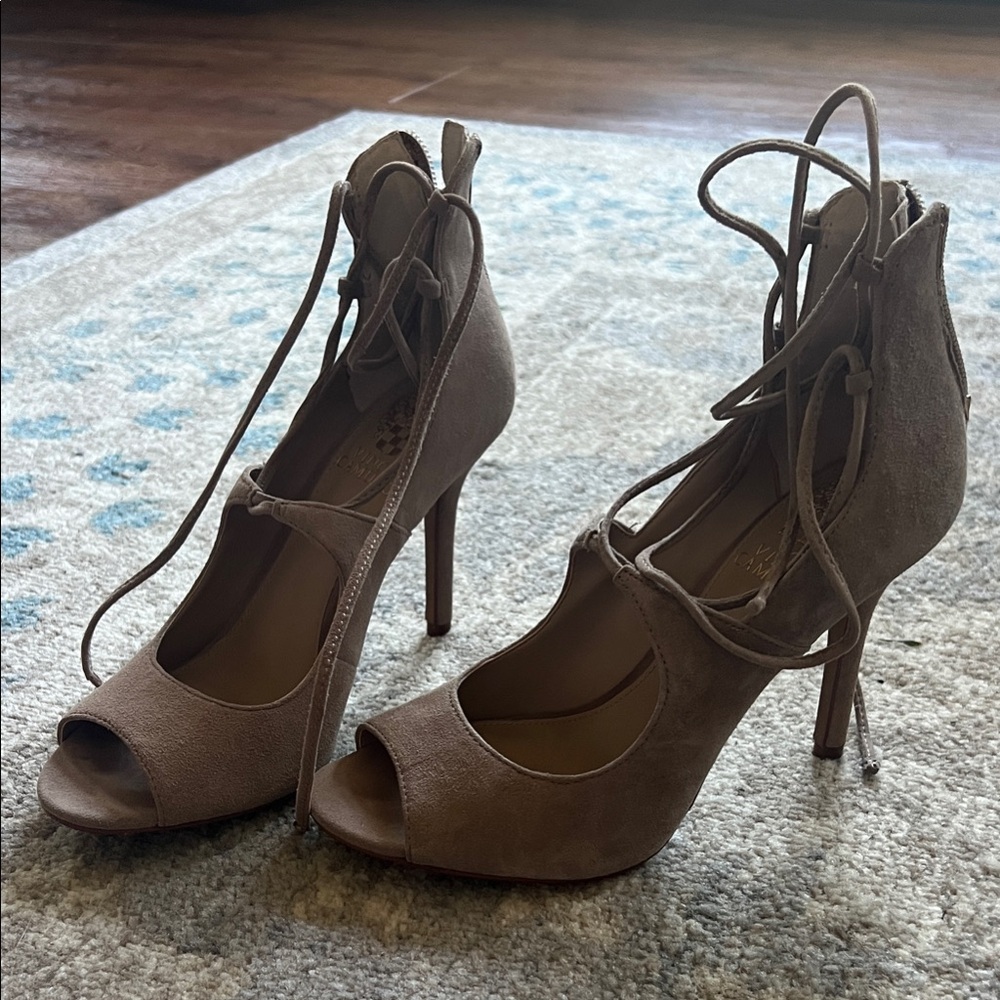 Vince Camuto Brown Lace-Up Heels